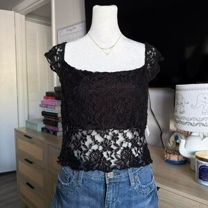 black lace off shoulder top